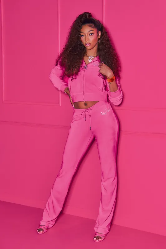 Long Length Angel Couture Big Bling Velour Track Pants sold by Juicy Couture