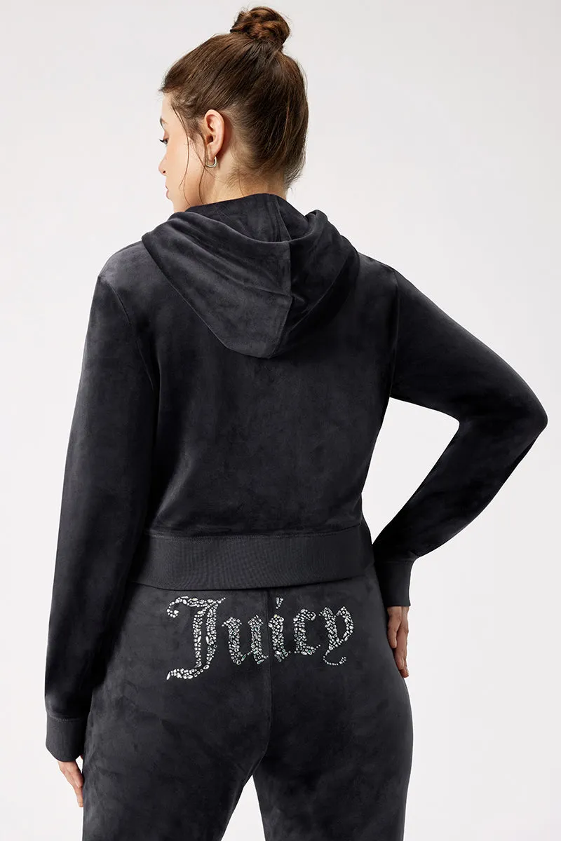 Plus-Size Front Mixed Crystals Velour Hoodie sold by Juicy Couture product image thumbnail 2