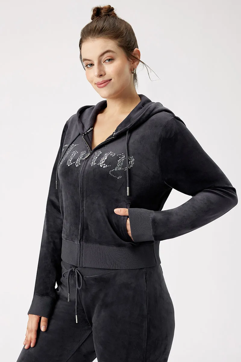 Plus-Size Front Mixed Crystals Velour Hoodie sold by Juicy Couture product image thumbnail 4