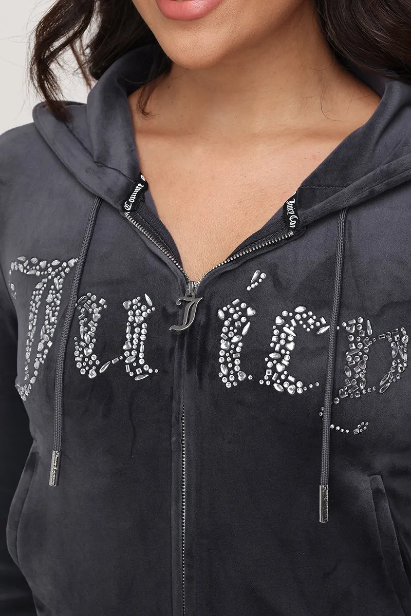 Front Mixed Crystals Velour Hoodie sold by Juicy Couture product image thumbnail 3