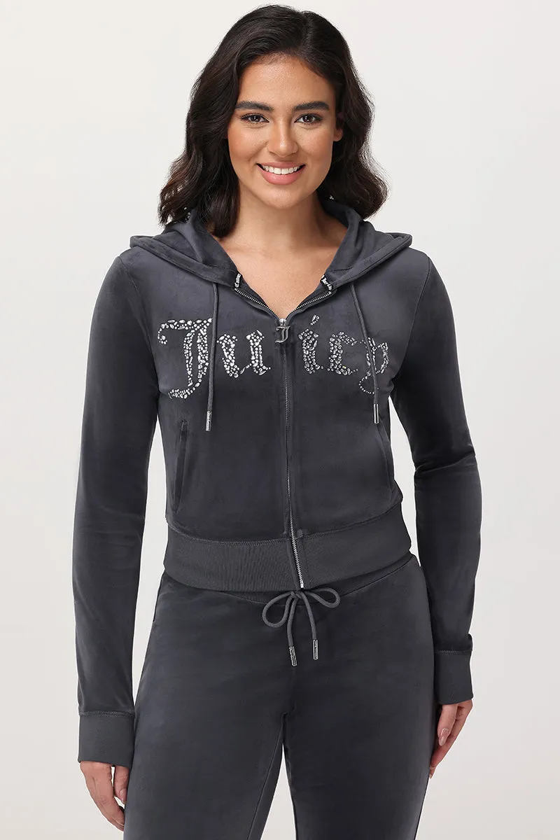 Front Mixed Crystals Velour Hoodie sold by Juicy Couture