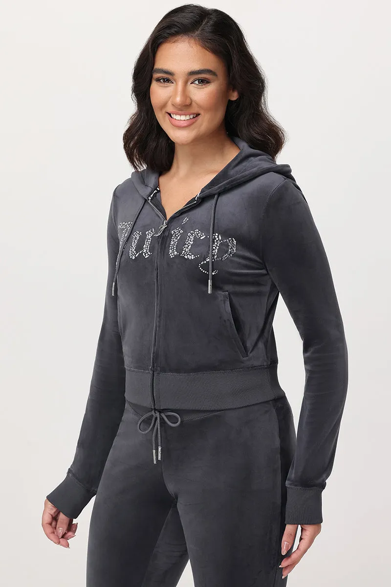Front Mixed Crystals Velour Hoodie sold by Juicy Couture product image thumbnail 4
