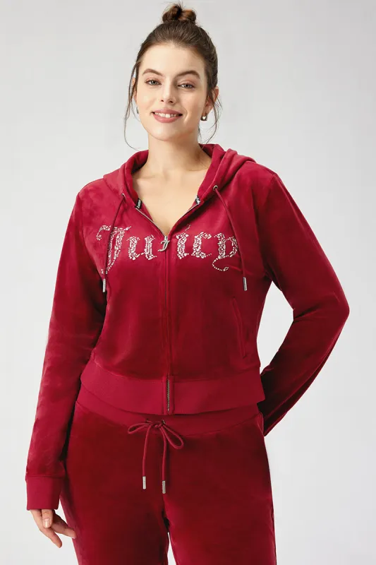 Plus-Size Front Mixed Crystals Velour Hoodie sold by Juicy Couture