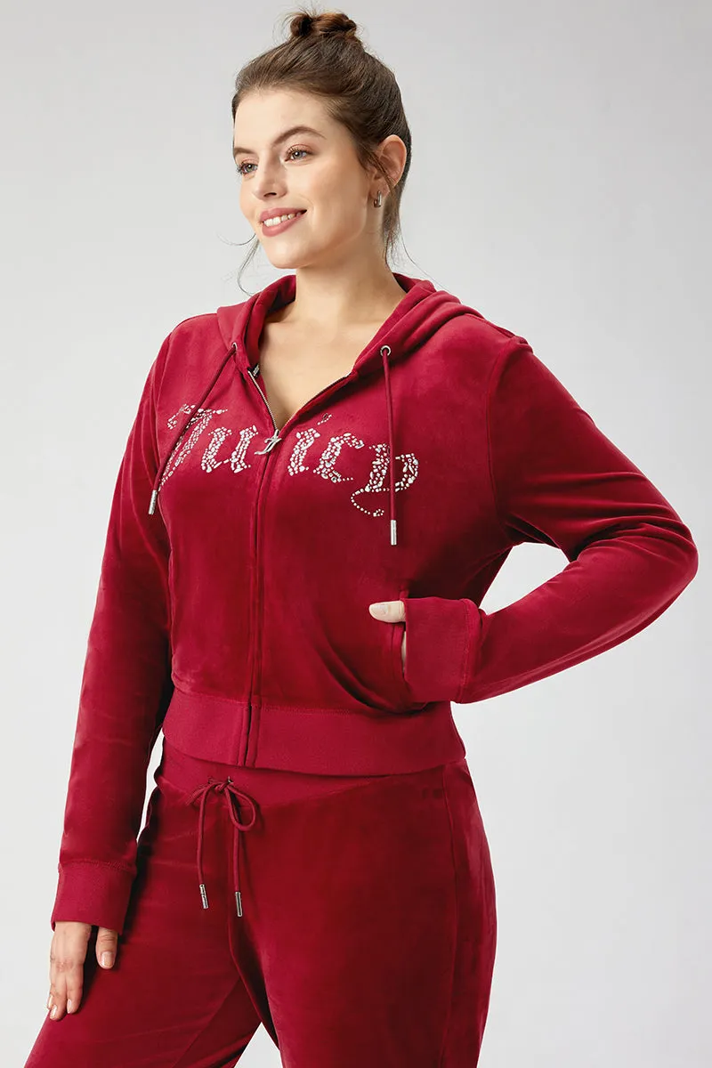 Plus-Size Front Mixed Crystals Velour Hoodie sold by Juicy Couture product image thumbnail 4