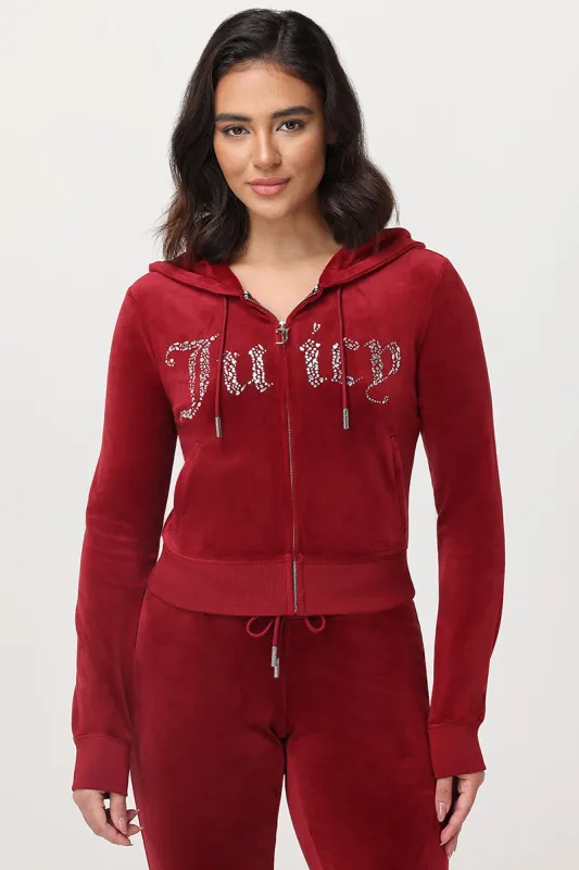 Front Mixed Crystals Velour Hoodie sold by Juicy Couture