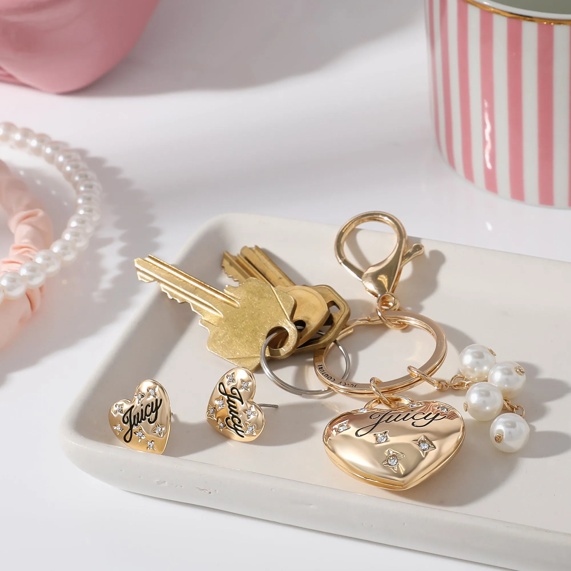 Gold-Tone Heart Keychain Bag Charm & Earring Set sold by Juicy Couture product image thumbnail 2