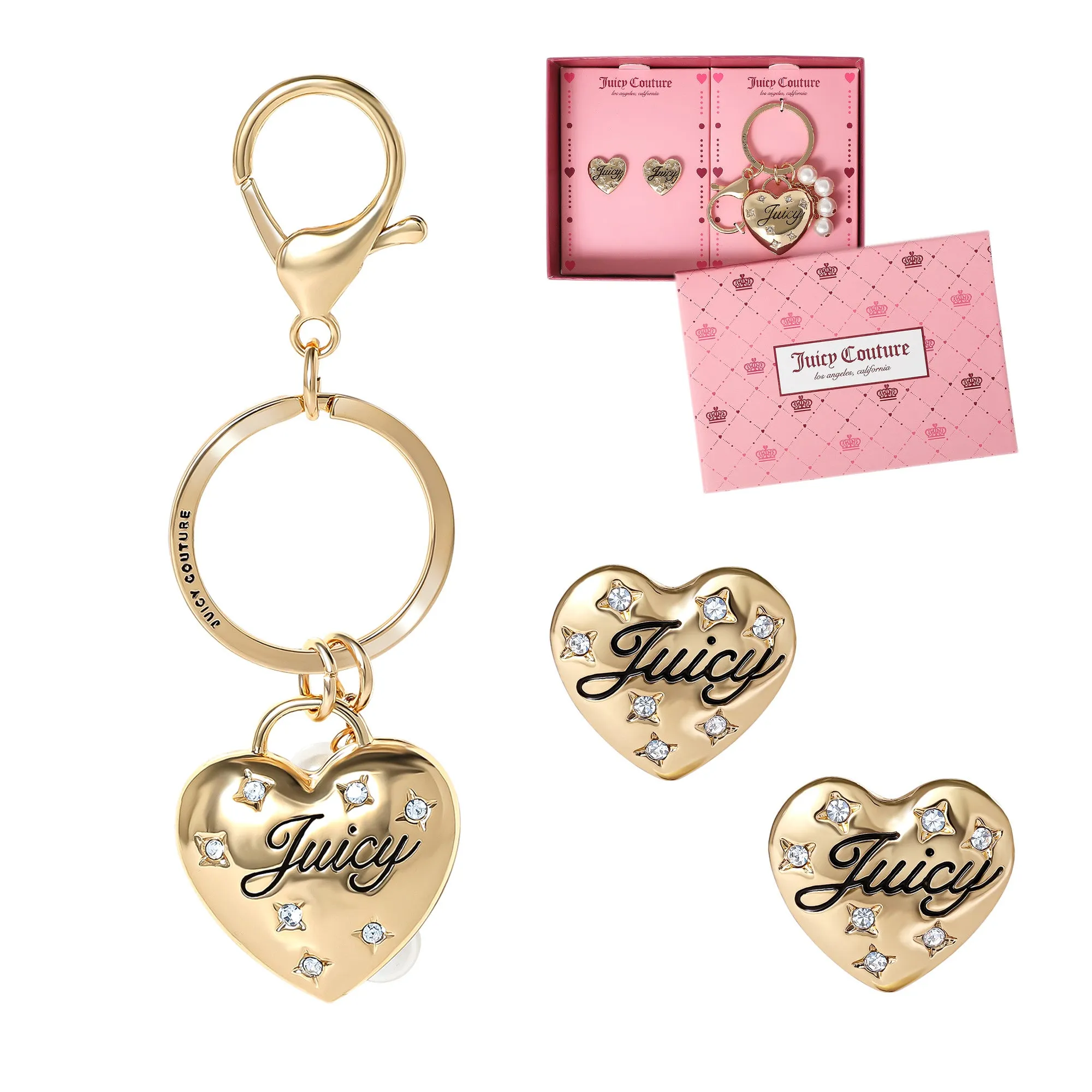Gold-Tone Heart Keychain Bag Charm & Earring Set sold by Juicy Couture product image thumbnail 3