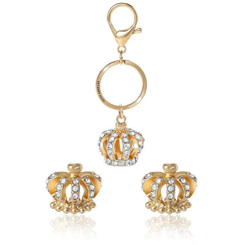 Gold-Tone Crystal Crown Keychain Bag Charm & Earring Set sold by Juicy Couture