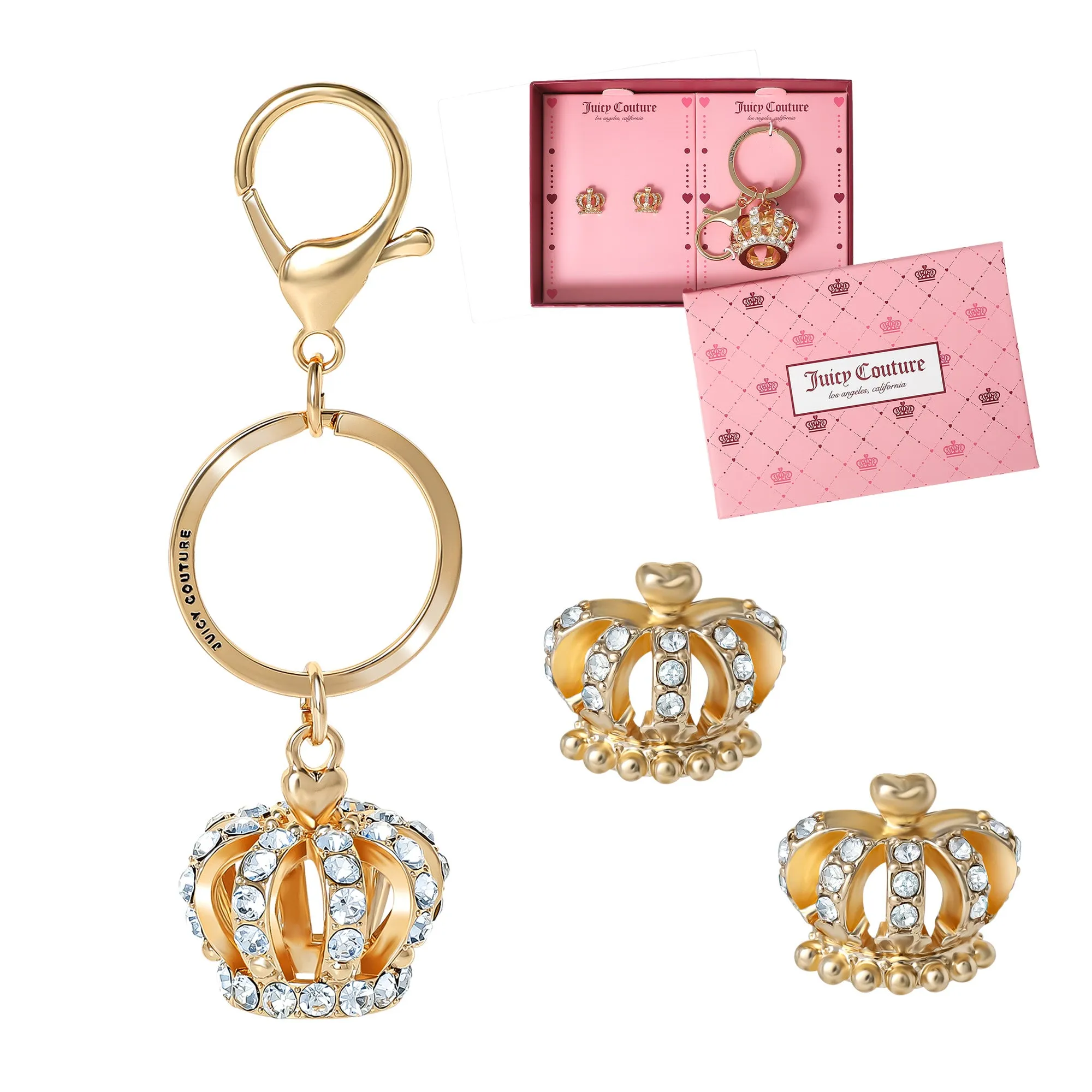 Gold-Tone Crystal Crown Keychain Bag Charm & Earring Set sold by Juicy Couture product image thumbnail 4