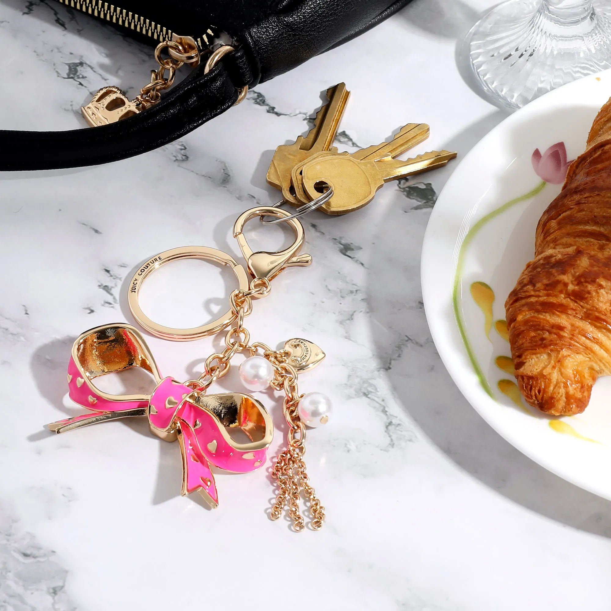Pink Enamel Heart Keychain Bag Charm sold by Juicy Couture product image thumbnail 2