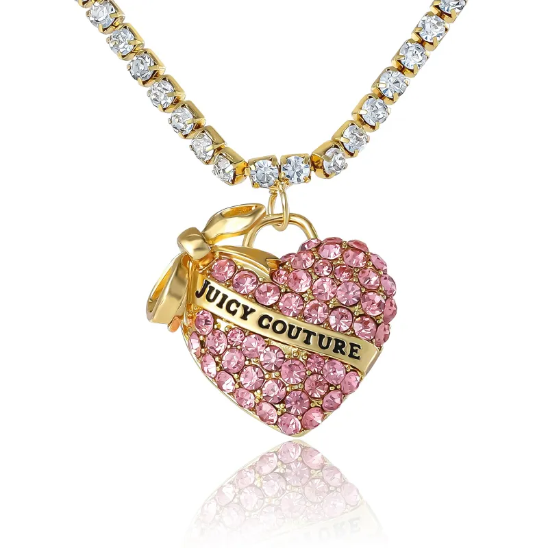 Pink Pavé Heart Pendant Necklace sold by Juicy Couture