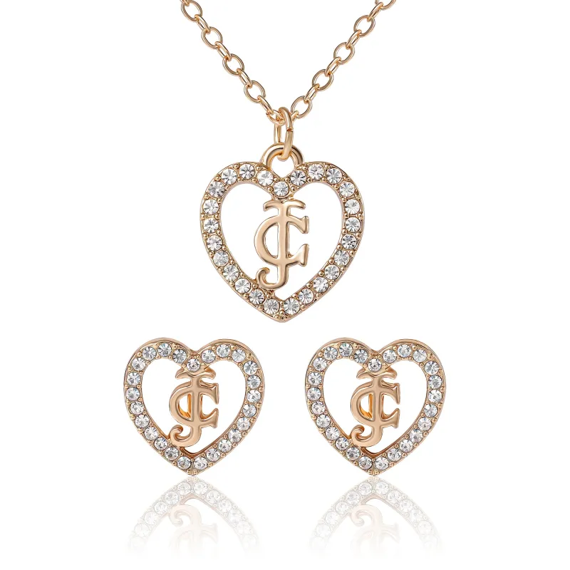 Gold-Tone Pavé Heart Necklace & Stud Earrings Set sold by Juicy Couture