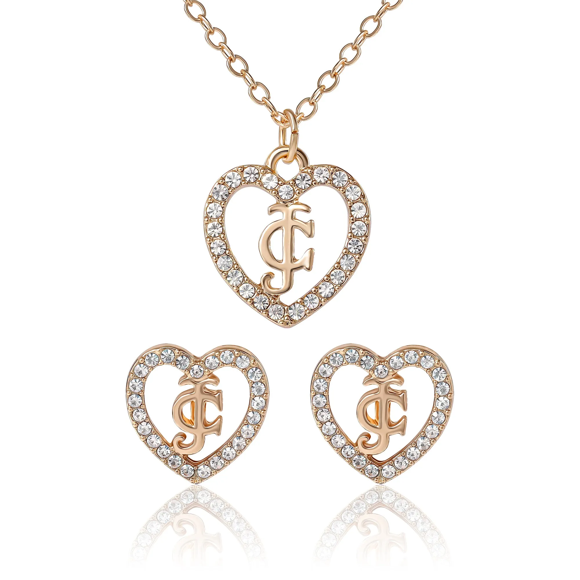 Gold-Tone Pavé Heart Necklace & Stud Earrings Set sold by Juicy Couture