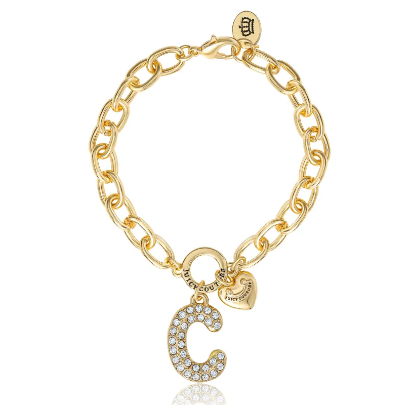 Pavé Initial Charm Bracelet, Letter C sold by Juicy Couture