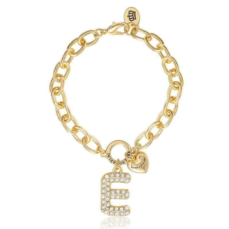 Pavé Initial Charm Bracelet, Letter E sold by Juicy Couture