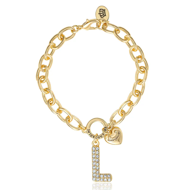 Pavé Initial Charm Bracelet, Letter L sold by Juicy Couture