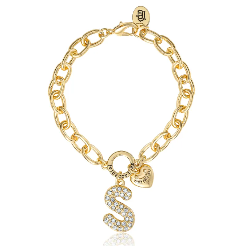 Pavé Initial Charm Bracelet, Letter S sold by Juicy Couture