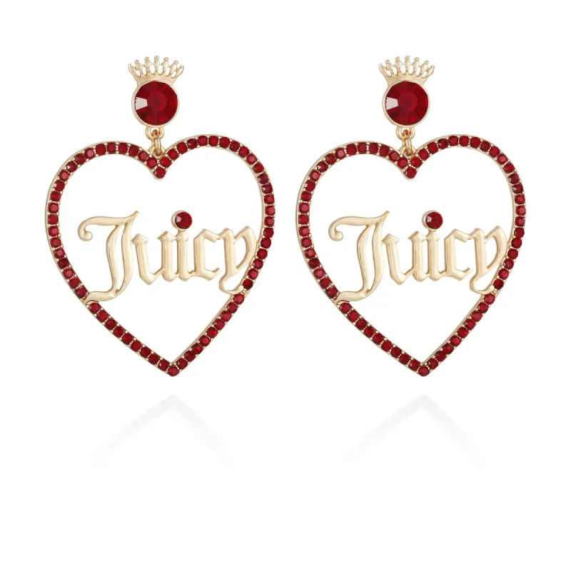 Red Heart Hoop Drop Earrings sold by Juicy Couture