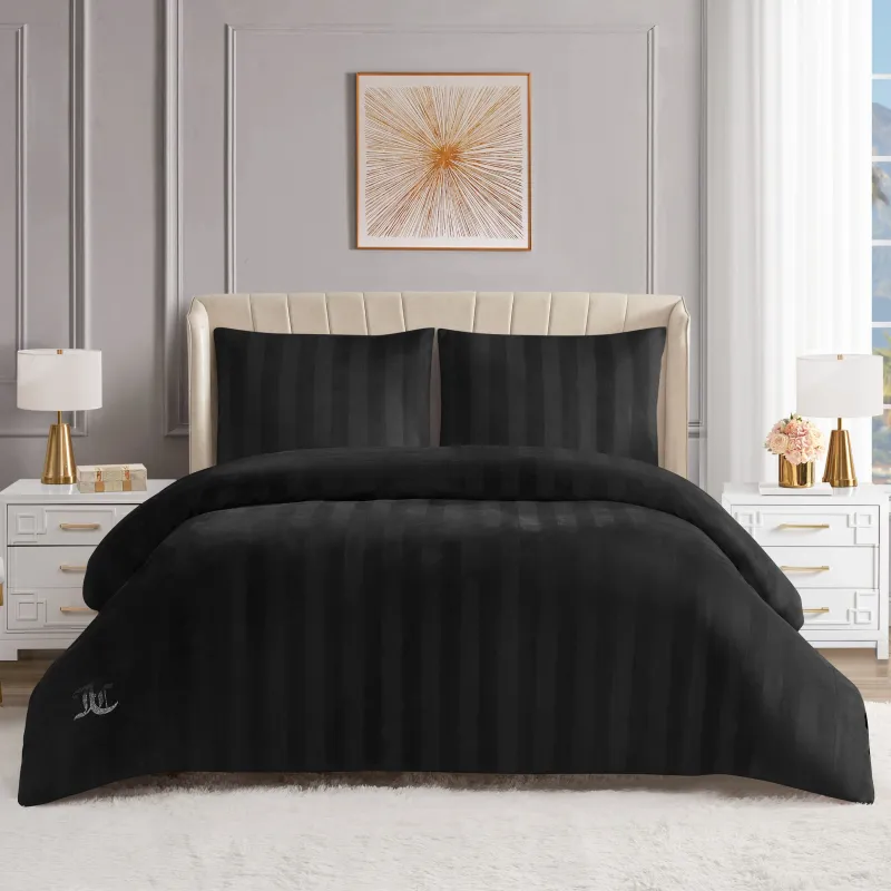 Jenny Velour Striped Jacquard Duvet Set made by Juicy Couture