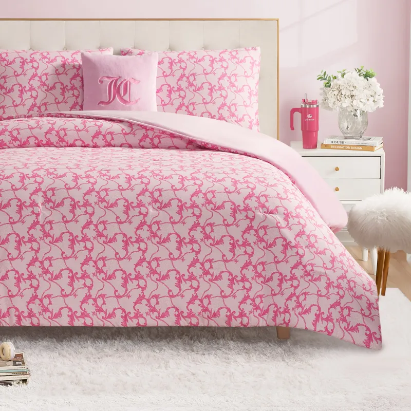 Solid Plush Reversible Cheetah Bows Comforter Set sold by Juicy Couture