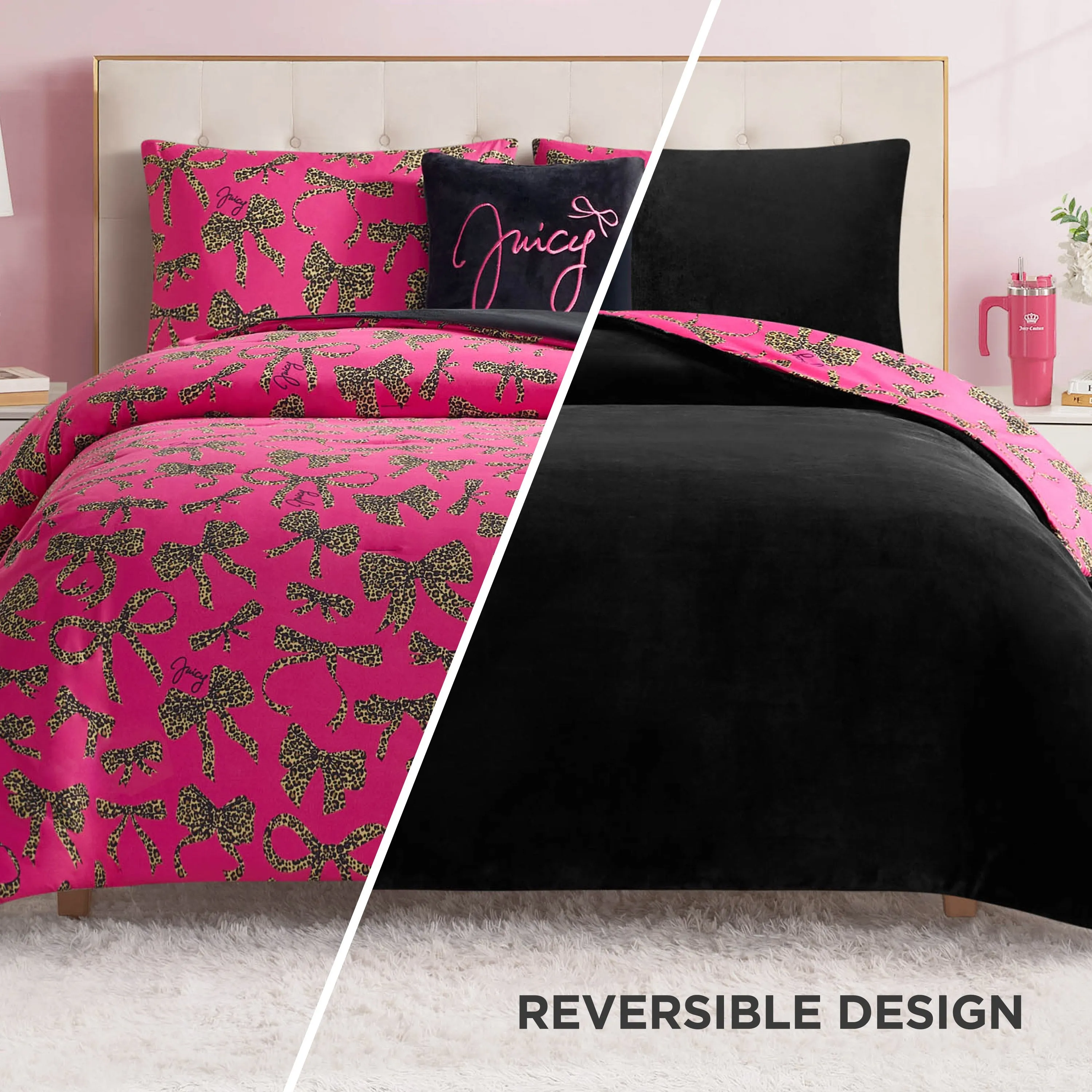 Solid Plush Reversible Cheetah Bows Comforter Set sold by Juicy Couture product image thumbnail 2
