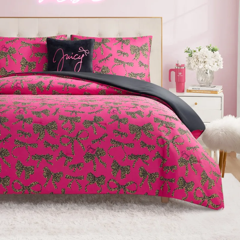 Solid Plush Reversible Cheetah Bows Comforter Set sold by Juicy Couture