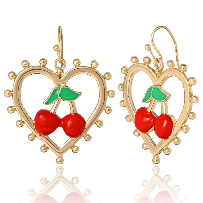 Cherry Heart Drop Earrings made by Juicy Couture
