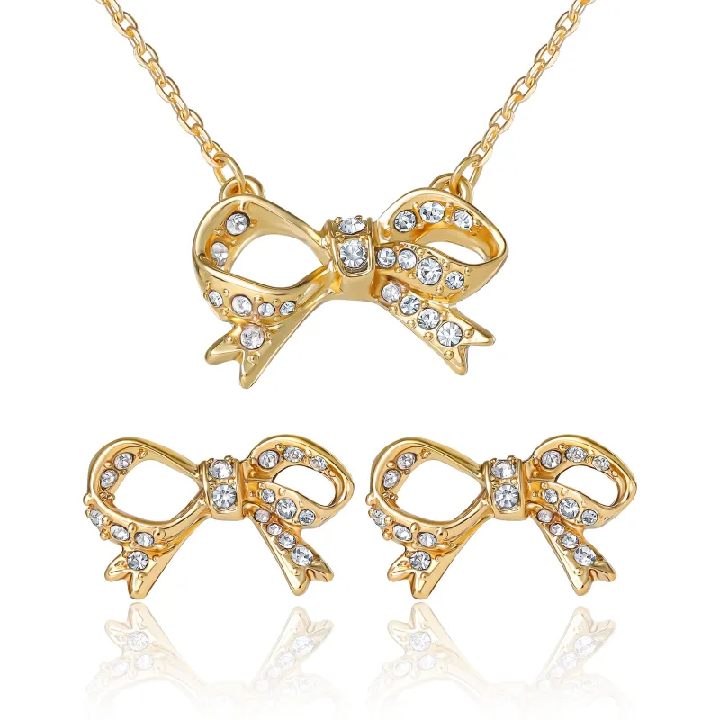 Pavé Bow Necklace & Stud Earring Set made by Juicy Couture