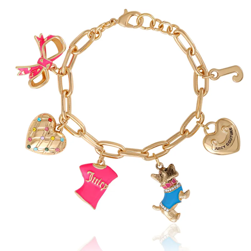 Pink and Gold Charm Bracelet made by Juicy Couture