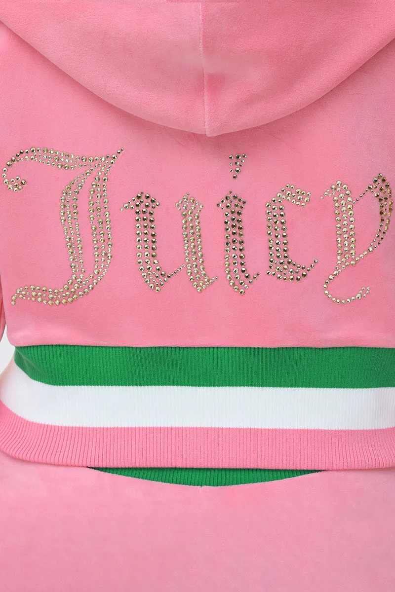 Heritage Stripe Bling Velour Zip Hoodie sold by Juicy Couture product image thumbnail 4