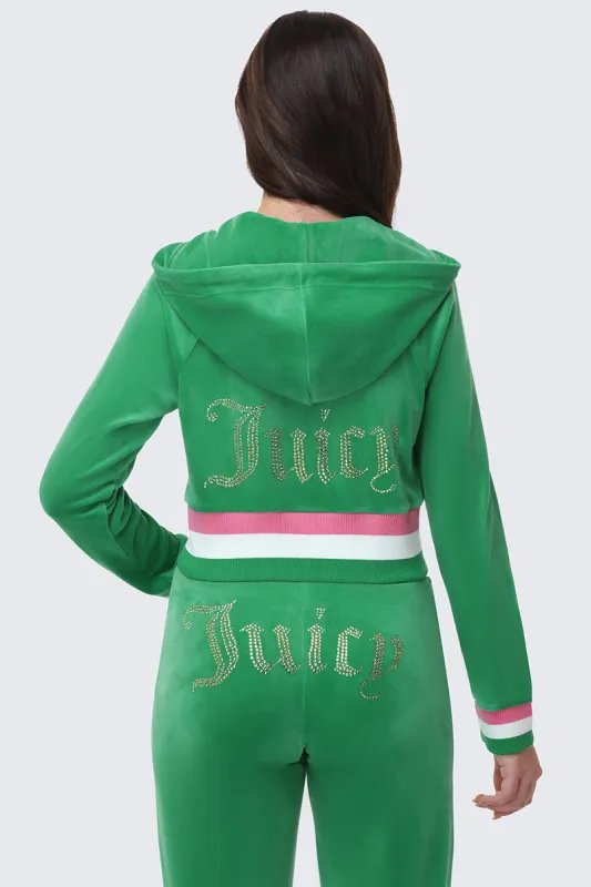 Heritage Stripe Bling Velour Zip Hoodie made by Juicy Couture