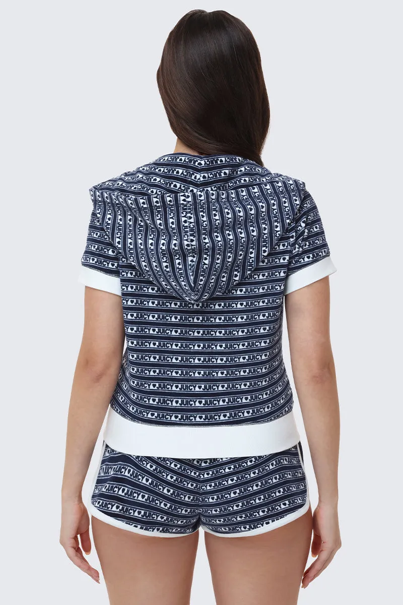 Logo Stripe Short Sleeve Zip Hoodie sold by Juicy Couture product image thumbnail 3