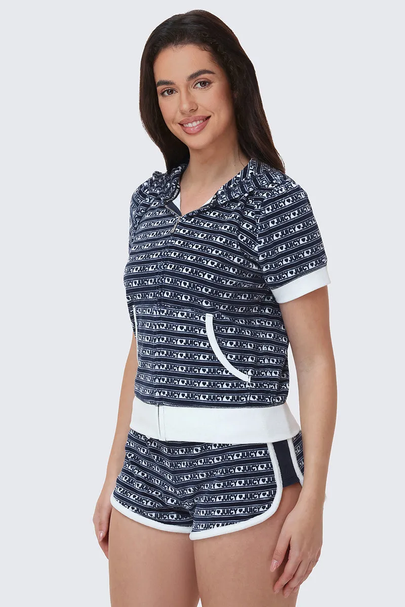 Logo Stripe Short Sleeve Zip Hoodie sold by Juicy Couture product image thumbnail 5