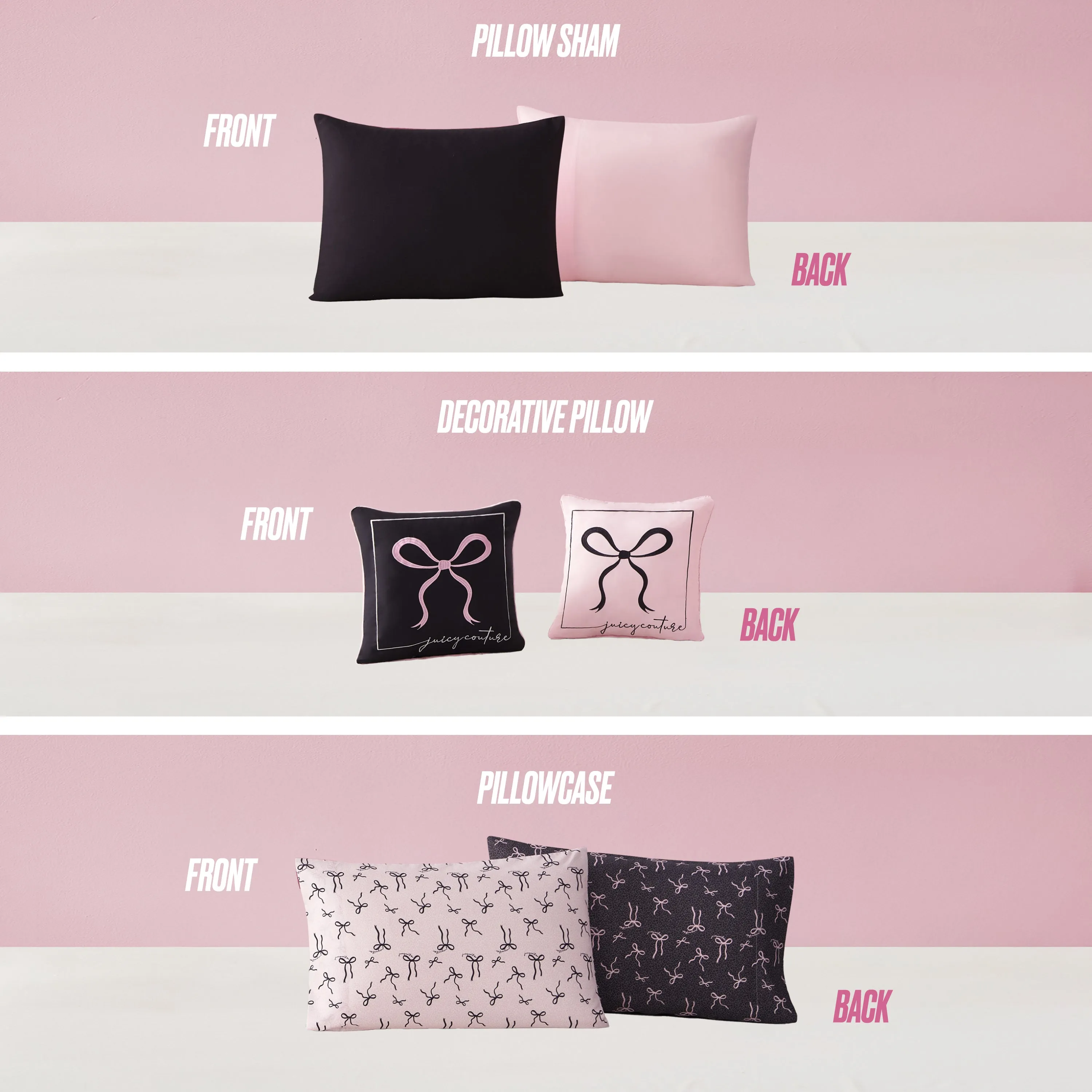 Bows Solid Reversible Bed in a Bag Bedding Set sold by Juicy Couture product image thumbnail 4
