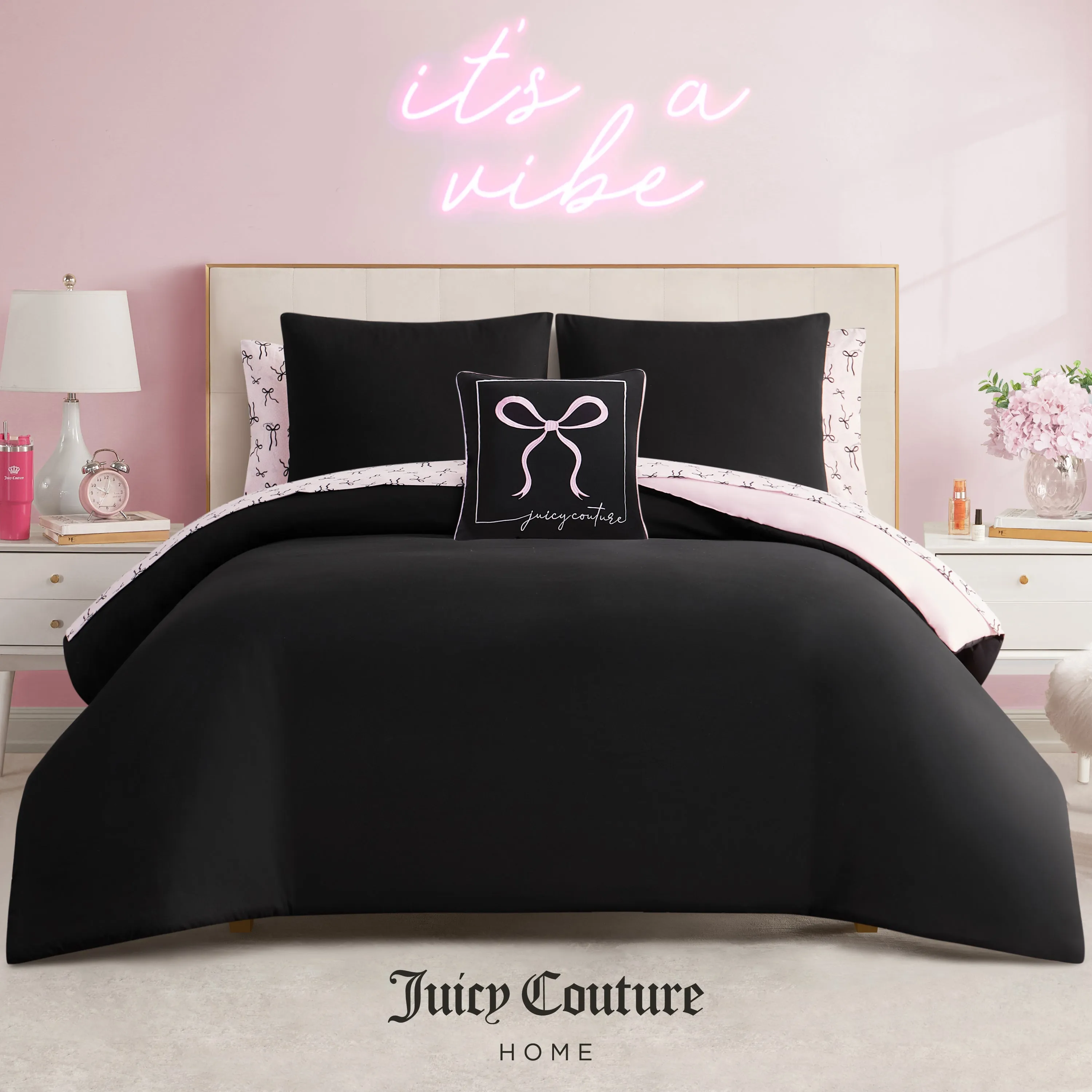 Bows Solid Reversible Bed in a Bag Bedding Set sold by Juicy Couture