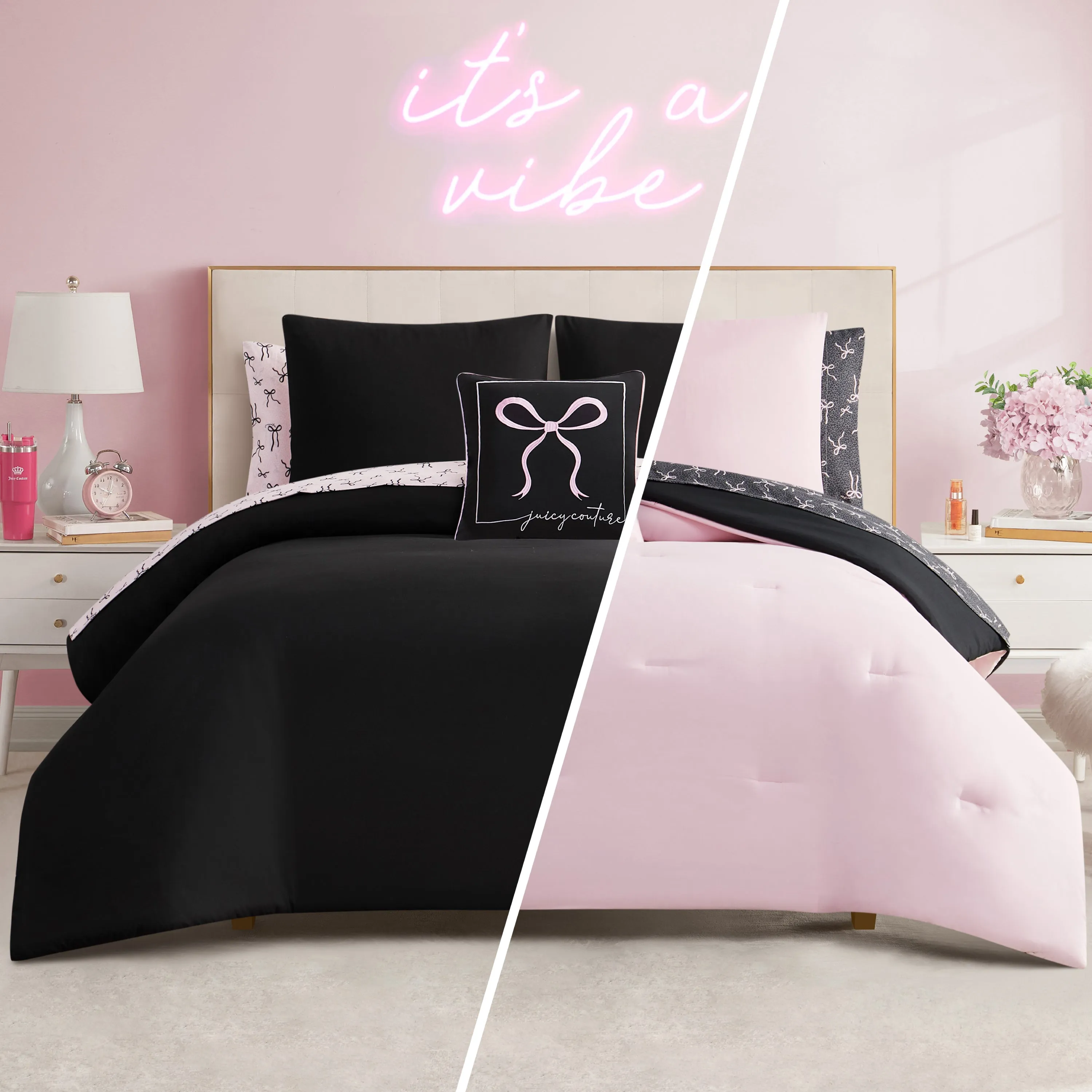 Bows Solid Reversible Bed in a Bag Bedding Set sold by Juicy Couture product image thumbnail 2