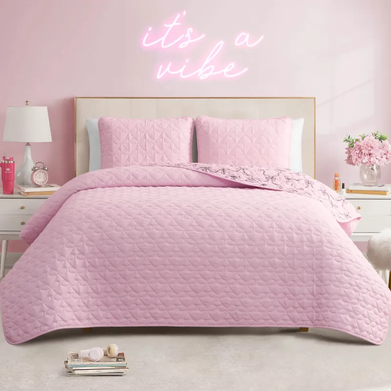 Luxe Bow Reversible Quilt Set made by Juicy Couture