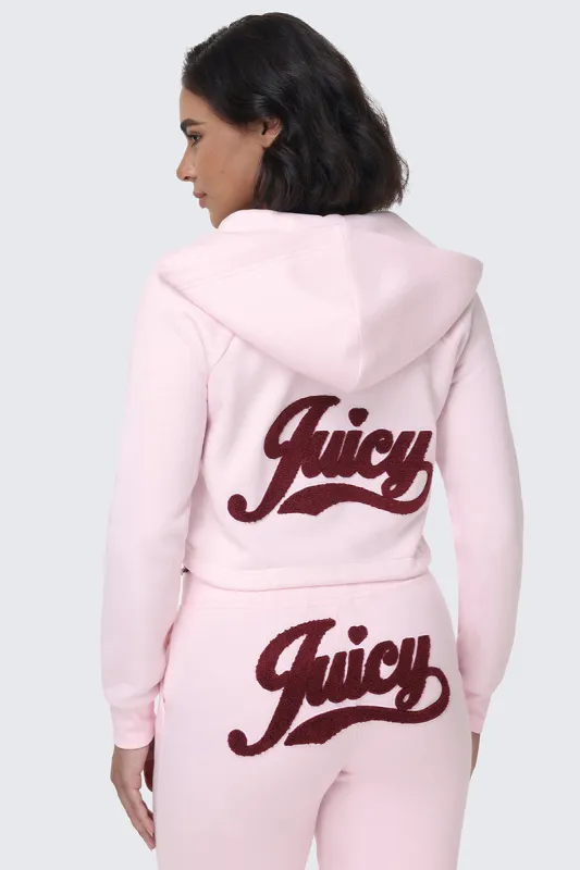 Embroidered Knit Cropped Hoodie made by Juicy Couture