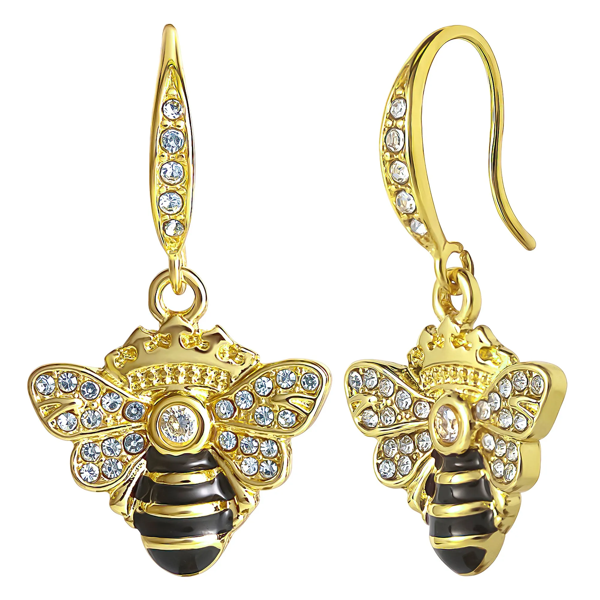 Rhinestone and Black Enamel Bee Earrings sold by Juicy Couture