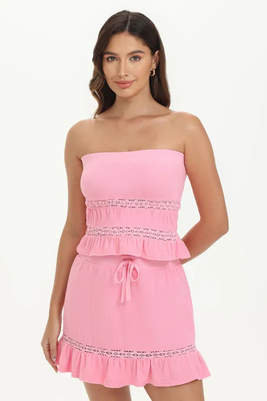 Towel Terry Lace Trim Tube Top sold by Juicy Couture