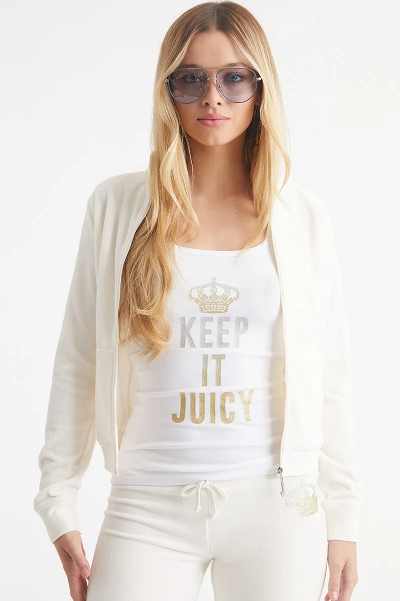 Keep It Juicy Cotton Velour Mockneck Track Jacket sold by Juicy Couture product image thumbnail 3