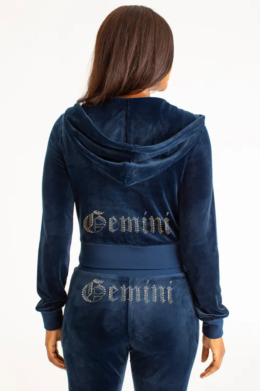 Gemini Customizable Big Bling Velour Hoodie sold by Juicy Couture