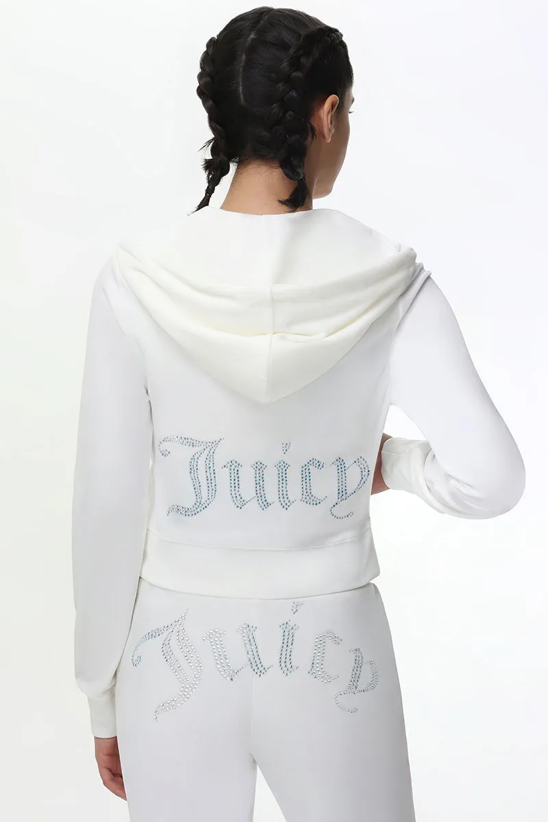 Technicolor Customizable Big Bling Velour Hoodie sold by Juicy Couture