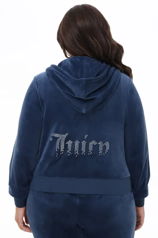 Plus-Size Ombre Big Bling Velour Hoodie sold by Juicy Couture