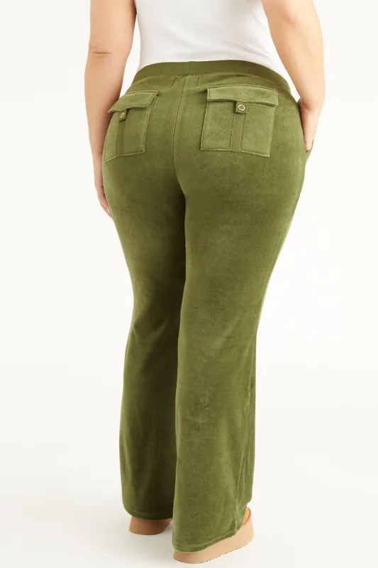 Plus-Size Hollywood Snap Pocket Cotton Velour Track Pants made by Juicy Couture