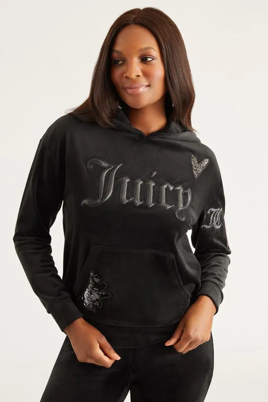 Oversized Big Bling Hoodie with Patches sold by Juicy Couture