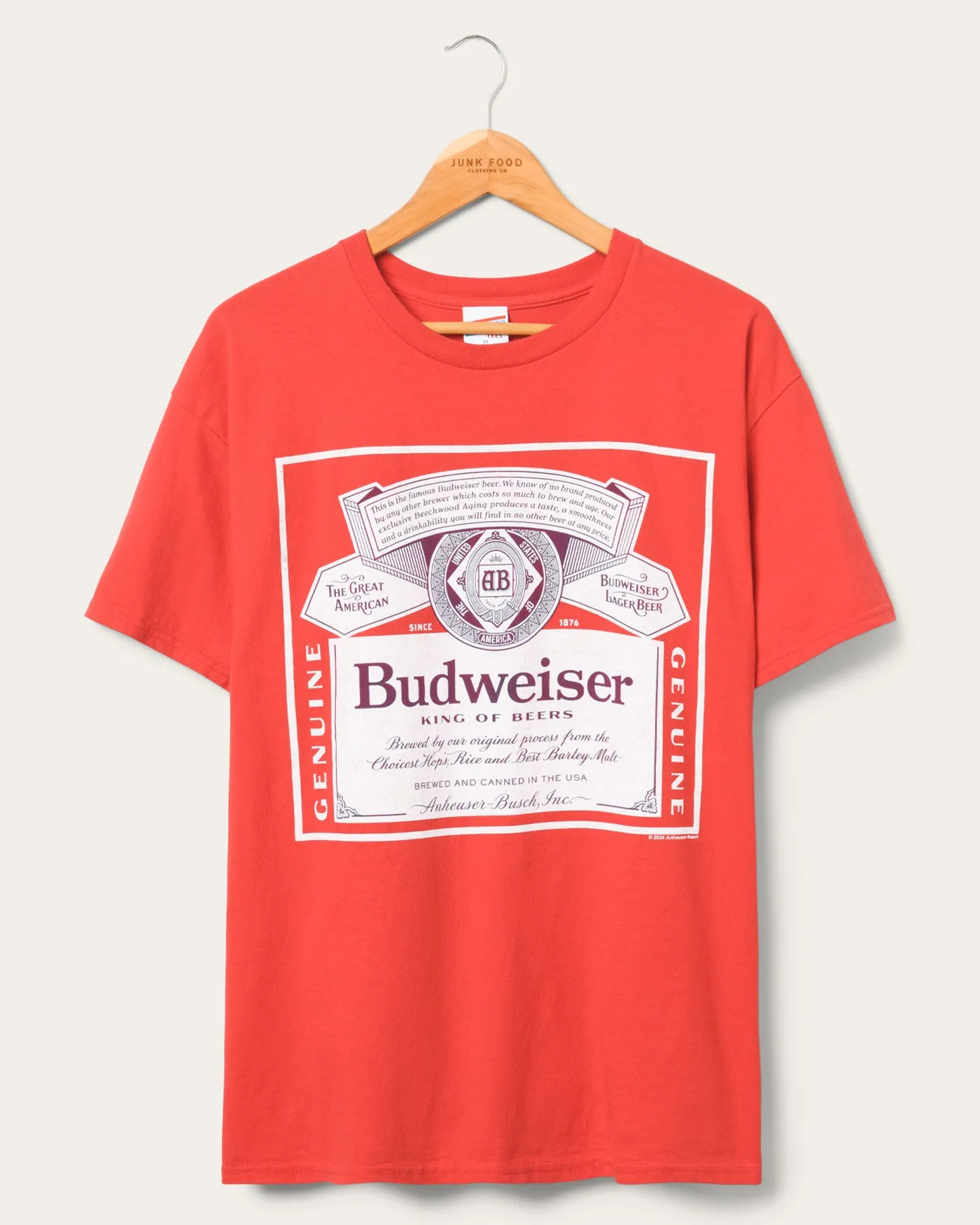 Budweiser Label King of Beers Flea Market Tee sold by Junk Food Clothing