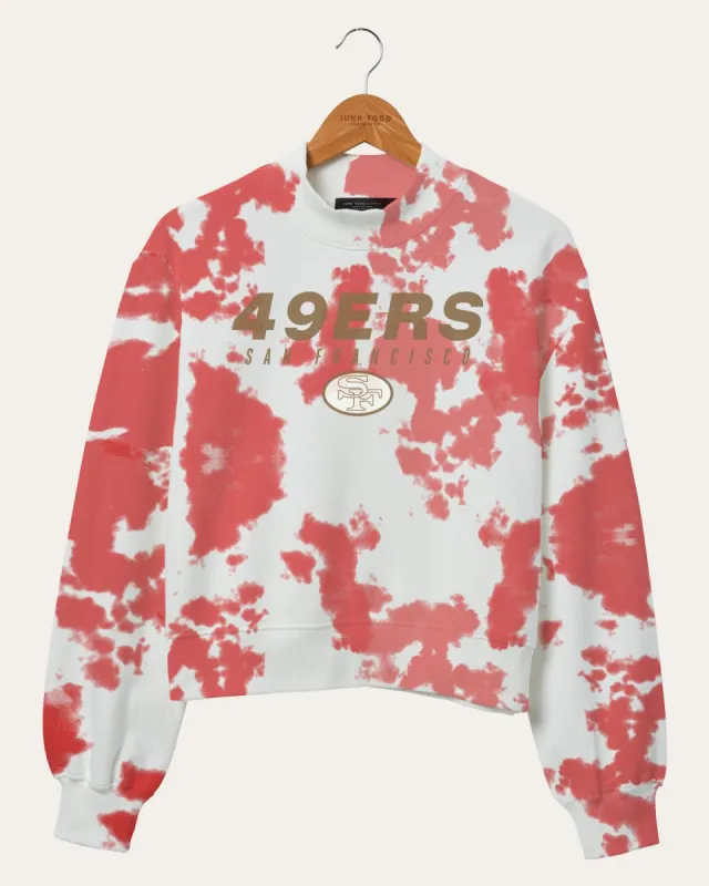 Women's NFL San Francisco 49ers Tie Dye Mock Neck Fleece made by Junk Food Clothing