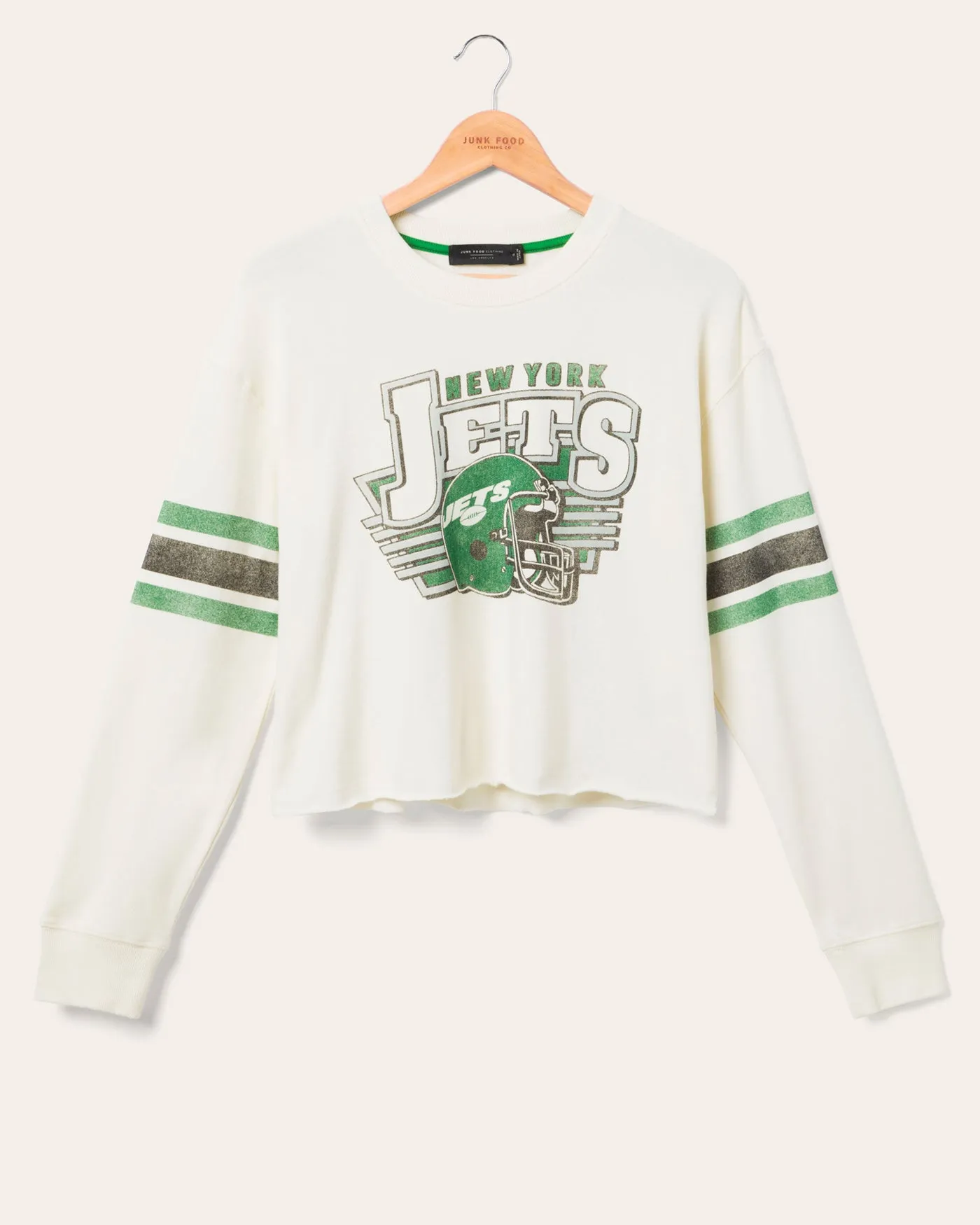 Women's New York Jets Kickoff Crop Crew Fleece sold by Junk Food Clothing