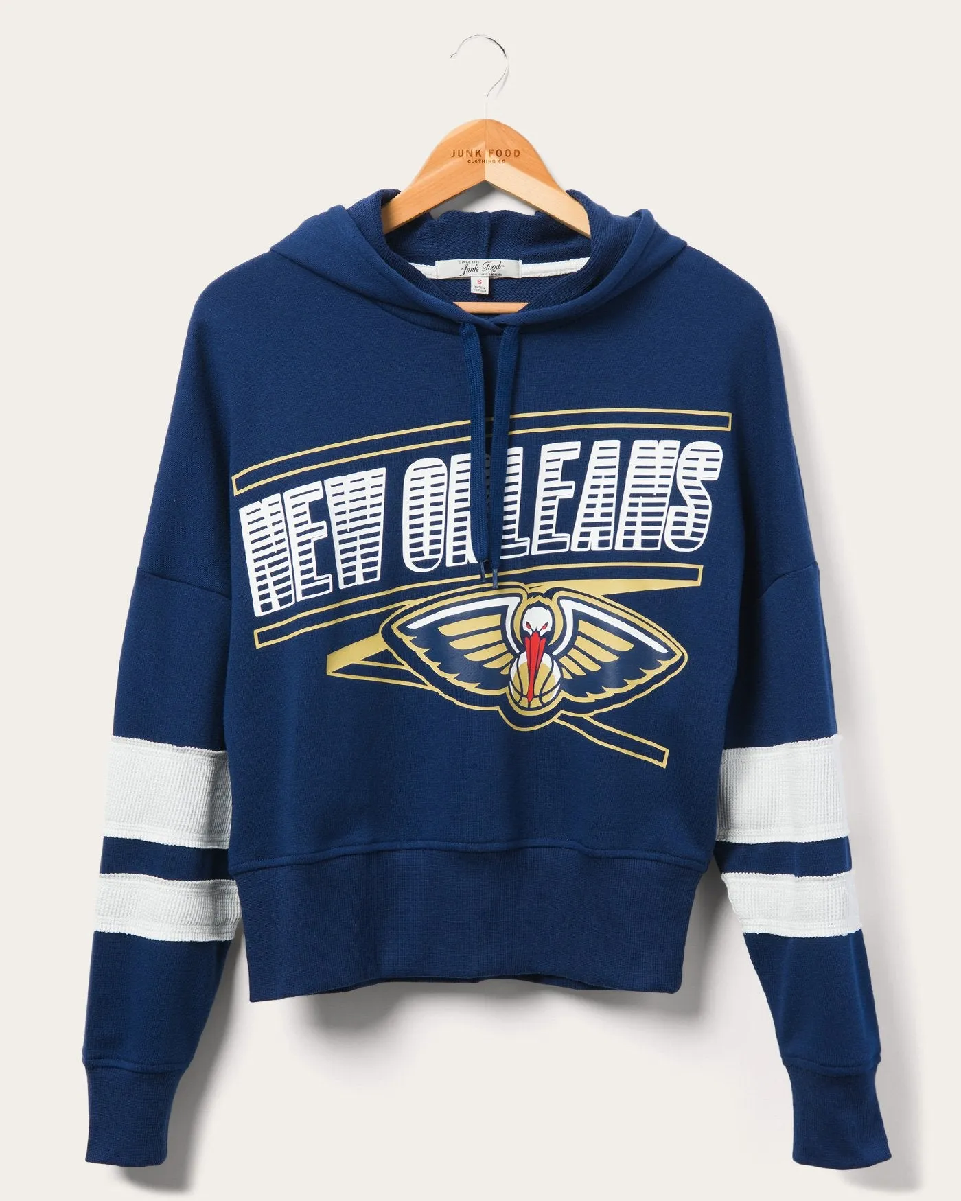 Women's Pelicans Overtime Striped Fleece Hoodie sold by Junk Food Clothing